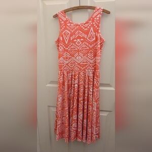 Wrinkle Free Orange And White Kids Or Small Adult Size Sleeveless Dress